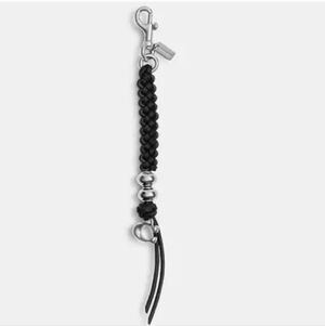🖤🔹️Coach 🔹️Braided Leather Boho Bag Charm in Black on Black